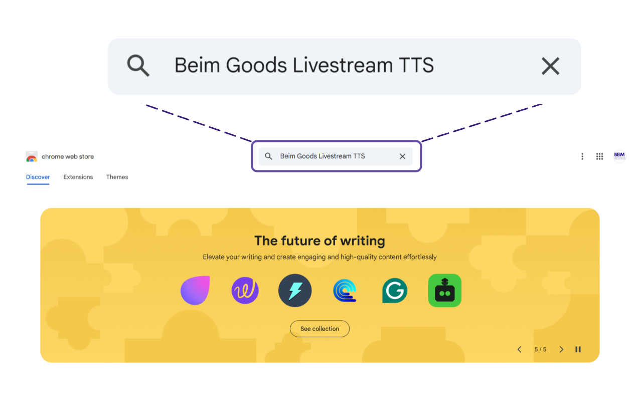 Chrome Web Store Search Beim Goods Livestream TTS