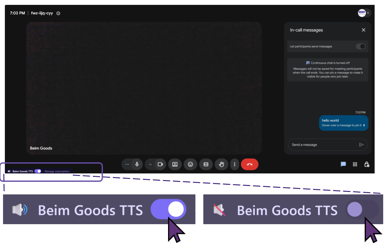 Toggle Switch for Beim Goods Livestream TTS