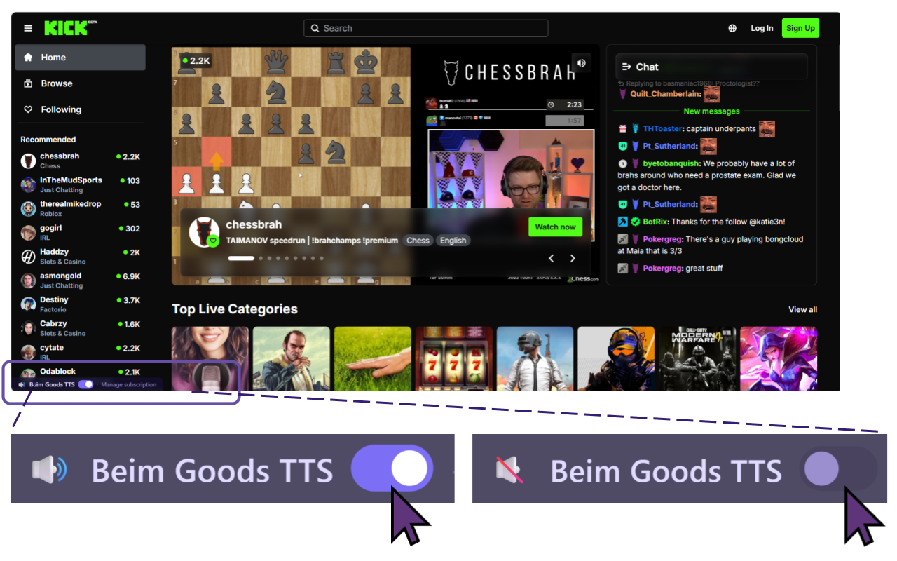Toggle Switch for Beim Goods Livestream Chat TTS