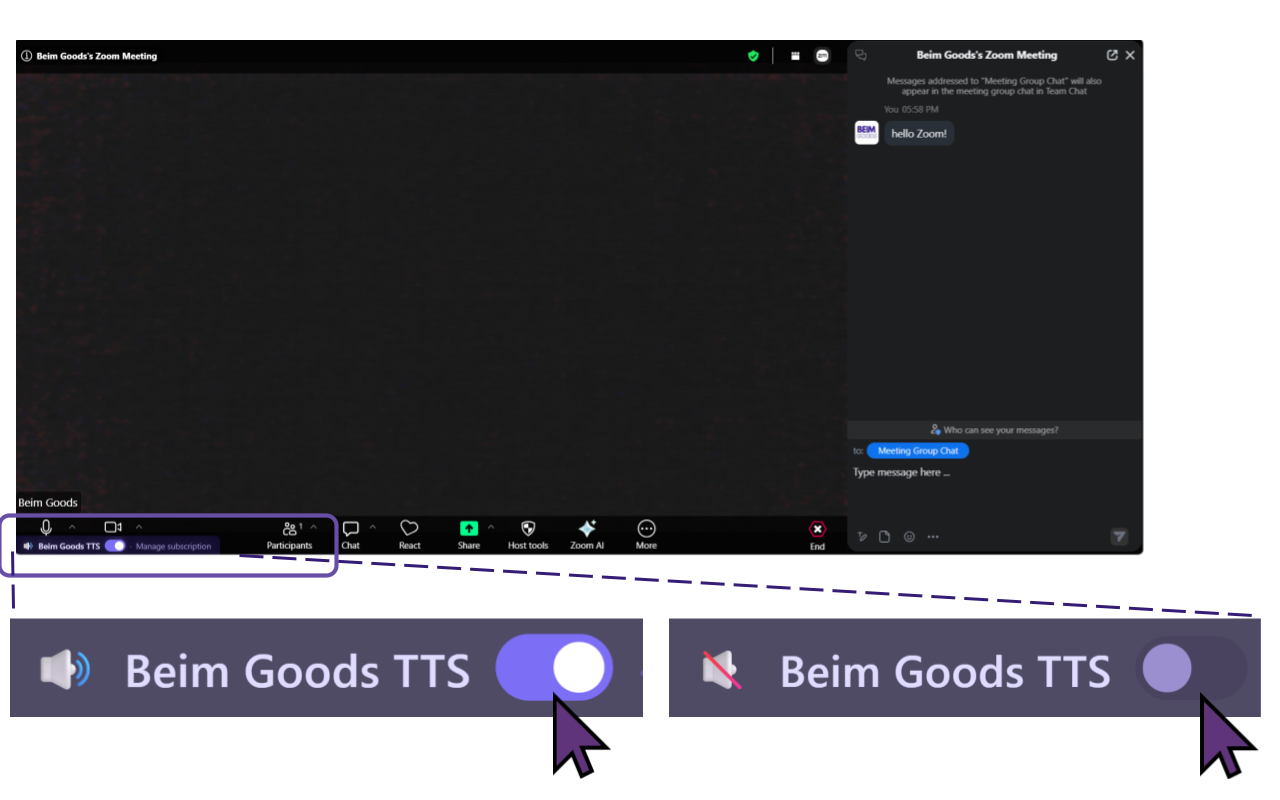 Toggle Switch for Beim Goods Livestream TTS