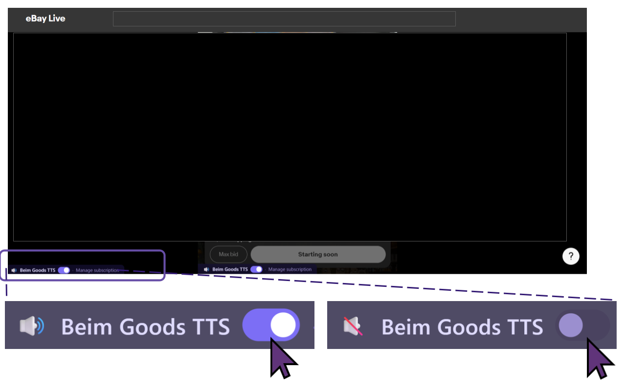Toggle Switch for Beim Goods Livestream TTS